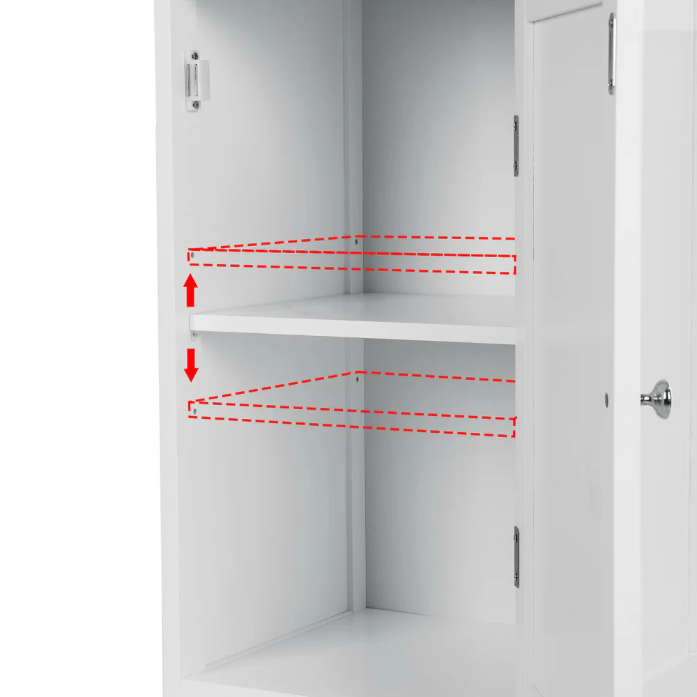 Bathroom Cabinet Storage 161cm White Rattan Tallboy Toilet Cupboard - Nurns