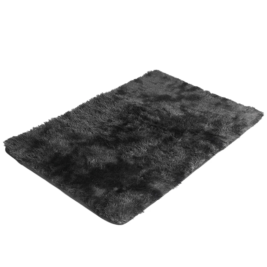 Caden 160x230 Floor Rug Shaggy Soft Large Area Rugs Tie-Dyed - Black - Nurns