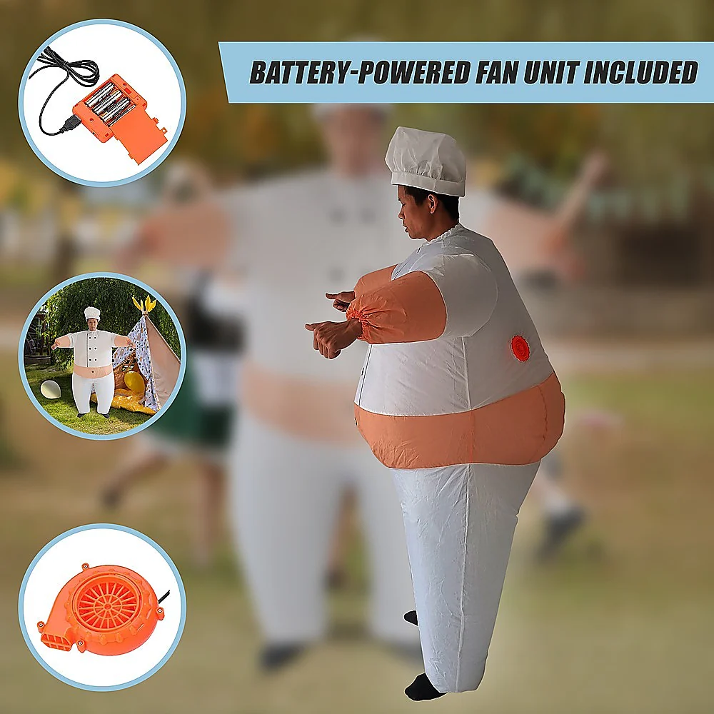 CHEF Fancy Dress Inflatable Suit - Fan Operated Costume - Nurns