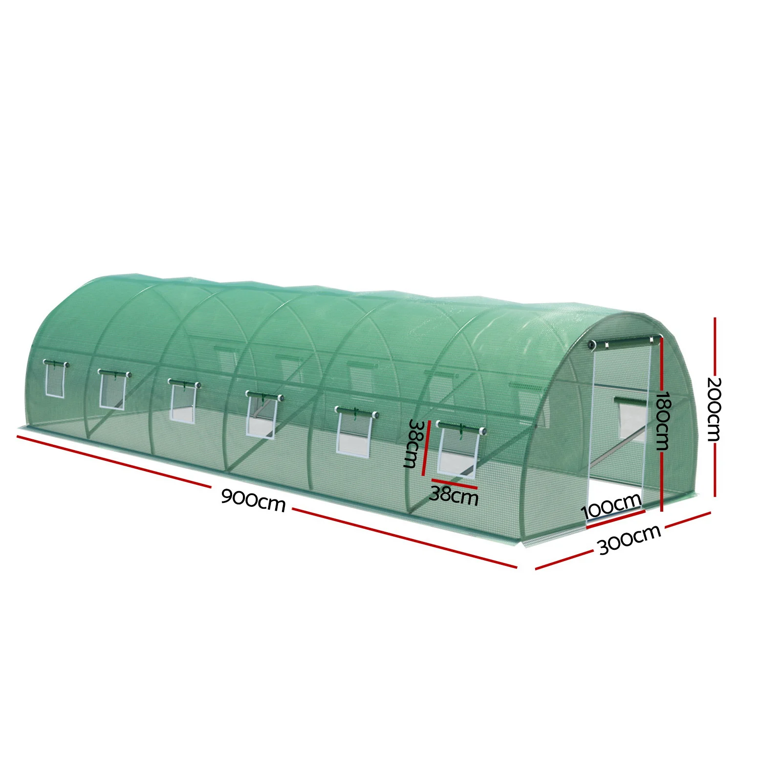 Greenfingers Greenhouse Walk in Green House Tunnel Plant Garden Shed Dome 9x3x2M - Nurns