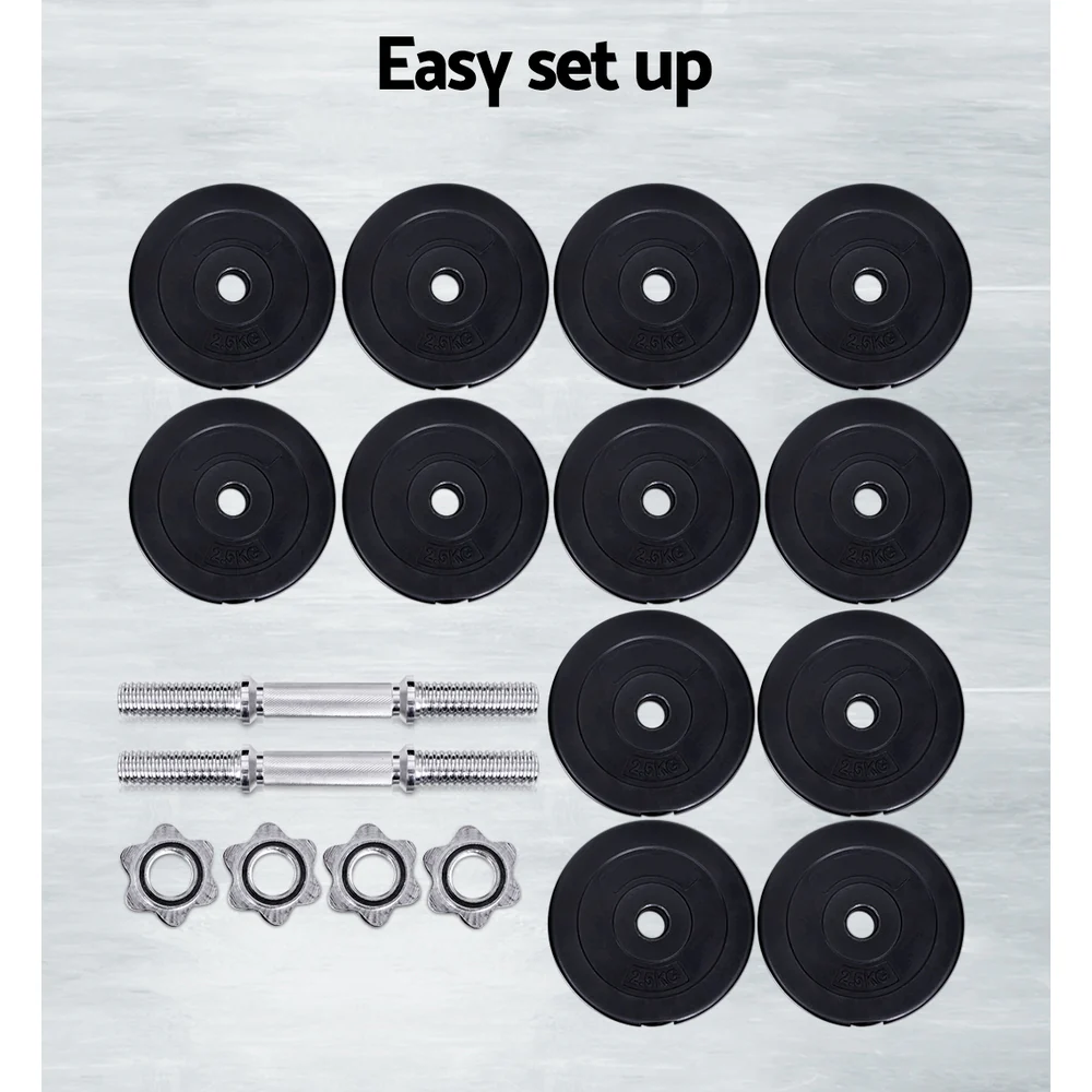 Everfit 35kg Dumbbell Set Weight Plates Dumbbells Lifting Bench - Nurns