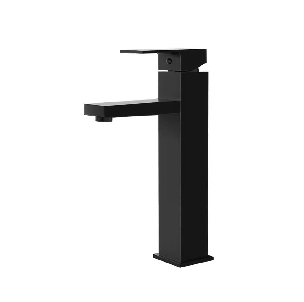 Bathroom Basin Mixer Tap Square Tall Faucet Vanity Laundry Black - Nurns