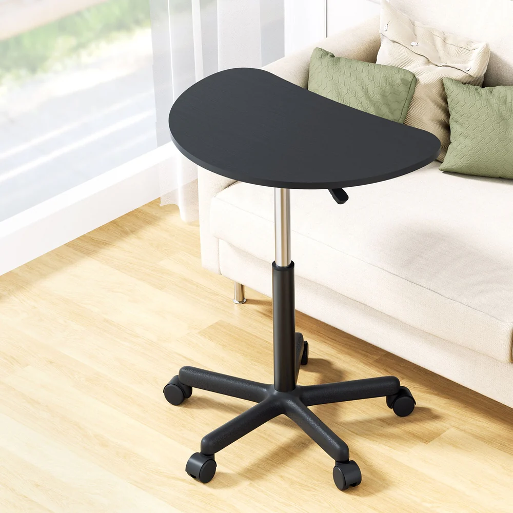 Artiss Laptop Desk Portable Height Adjustable Table Caster Wheels 60cm Black - Nurns