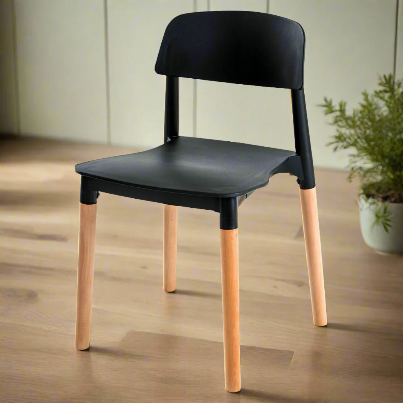 Mabel Set of 2 Retro Belloch Stackable Dining Cafe Chair - Black - Nurns