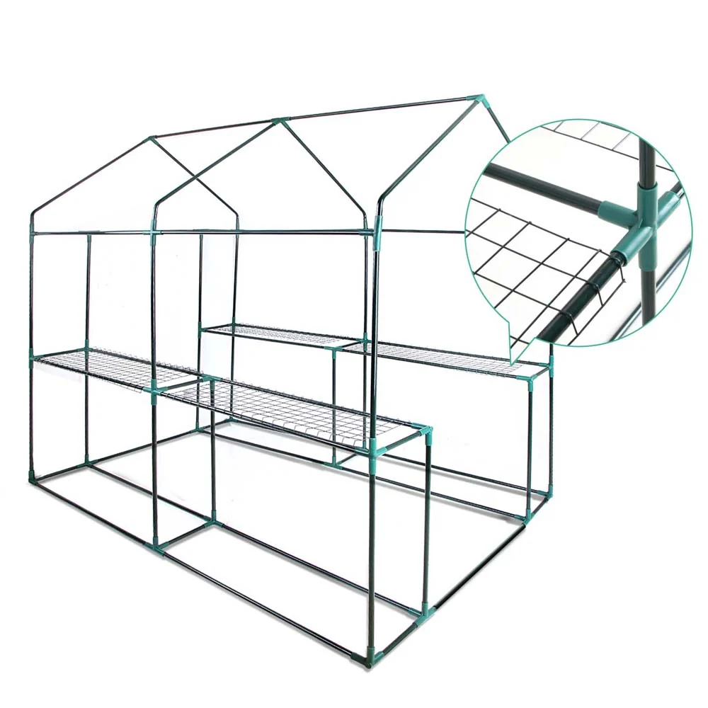 Greenfingers Greenhouse 1.2x1.9x1.9M Walk in Green House Tunnel Clear Garden Shed 4 Shelves - Nurns