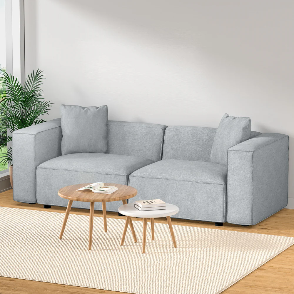 Mckenzie 2-Seater Modular Sofa Chaise Set - Grey - Nurns