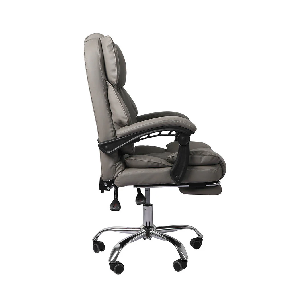 Levede Gaming Chair Office Computer Grey Footrest - Nurns