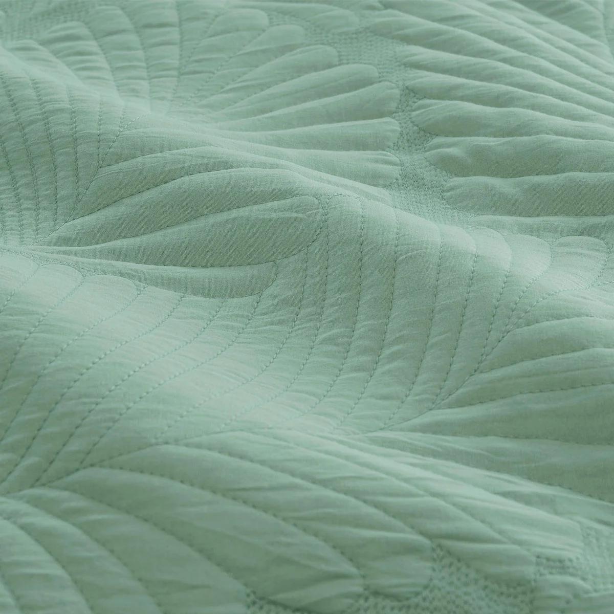 KING Quilted Quilt Cover Set - Palm Green - Nurns