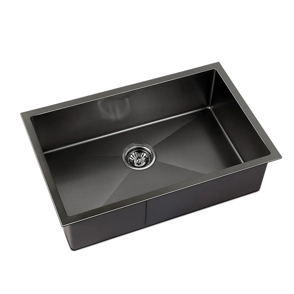 Cefito Kitchen Sink 70X45cm Stainless Steel Basin Single Bowl Black - Nurns