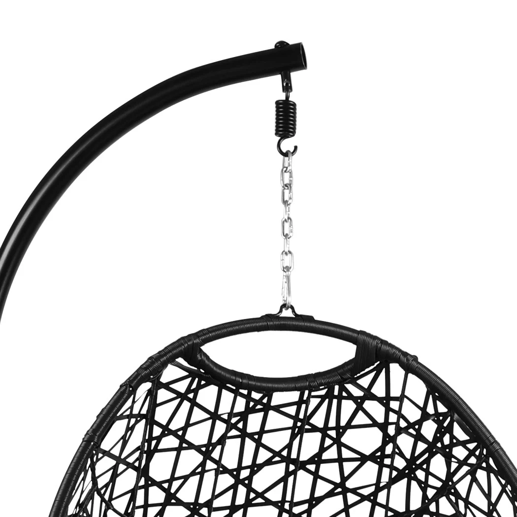 Leith Hanging Swing Egg Chair Pod Patio Cushion Seat - Black - Nurns