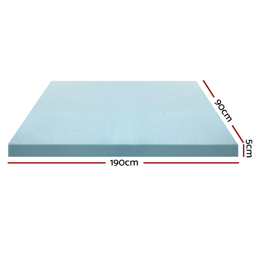 Single Giselle Bedding Memory Foam Mattress Topper Cool Gel 5cm - Nurns