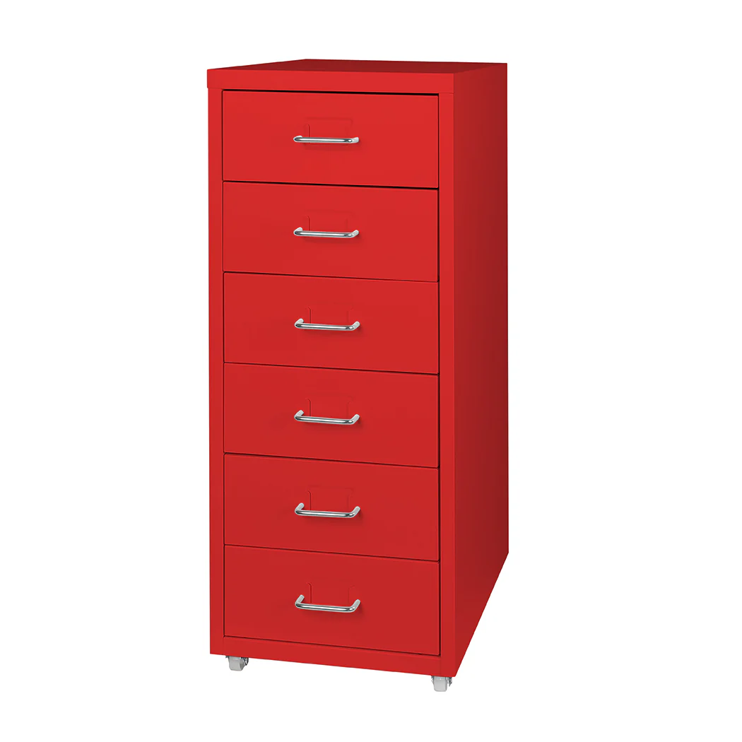 Levede 6 Drawer Office Cabinet Drawers Red - Nurns