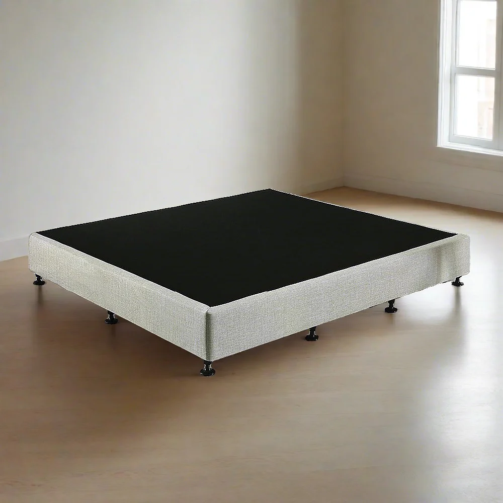 Frolic Ensemble Bed Base & Mattress Package with 34cm Mattress - Light Grey King - Nurns