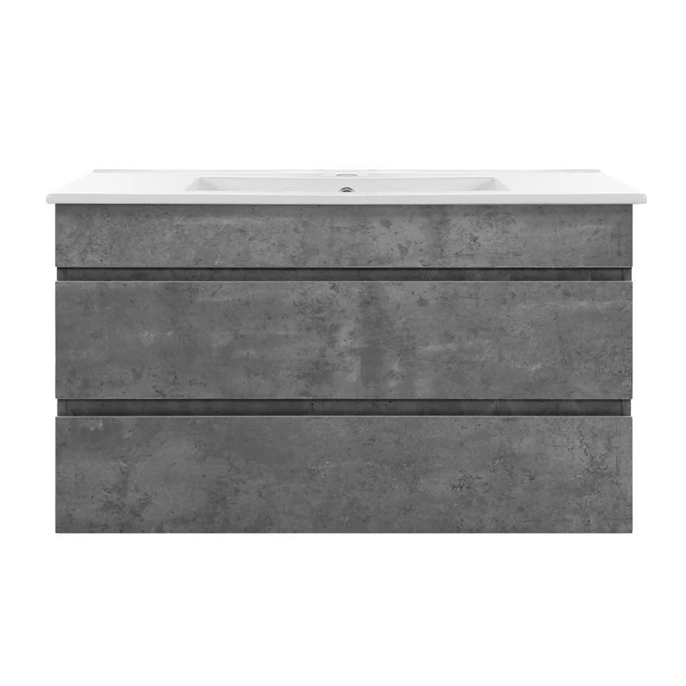 900mm Bathroom Vanity Cabinet Basin Unit Sink Storage Wall Mounted Cement - Nurns