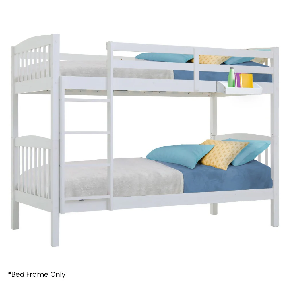 Maia Modular Slumber Wooden Kids Bunk Bed Frame - White Single - Nurns