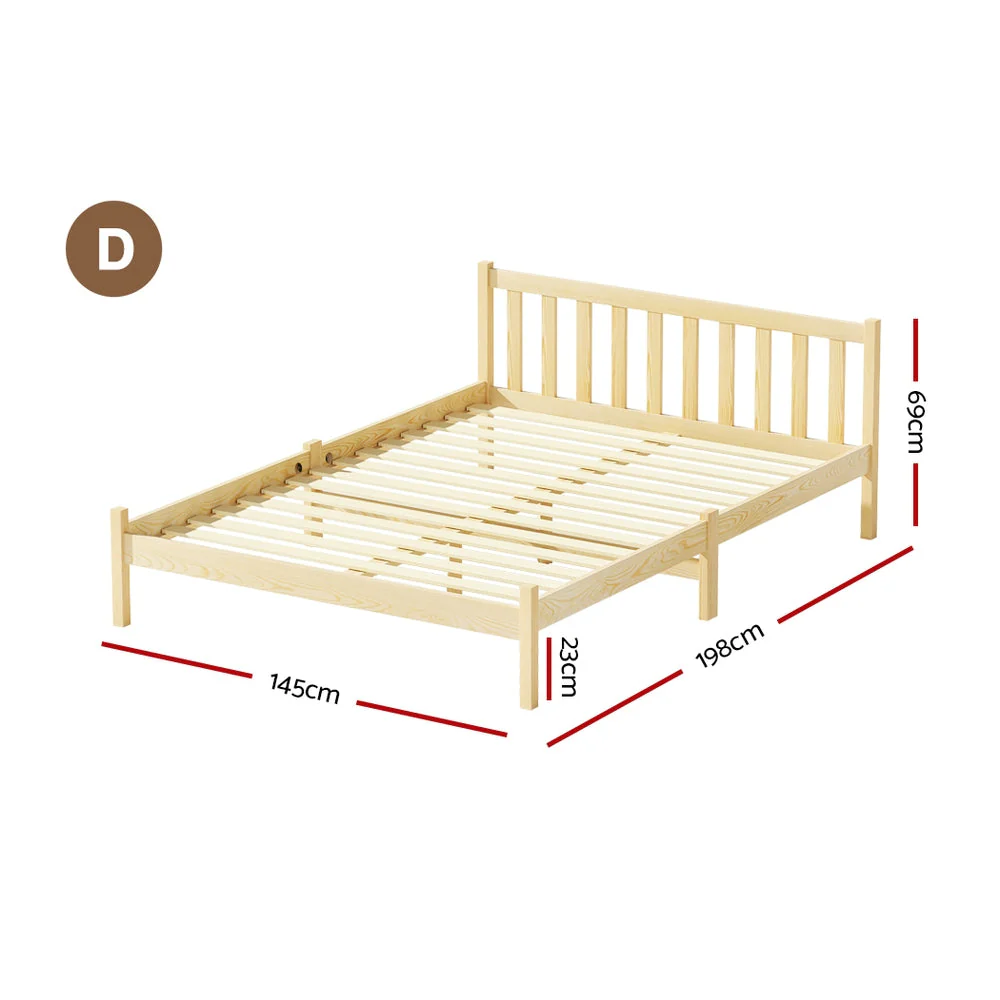 Jade Bed & Mattress Package no Drawers - Oak Double - Nurns