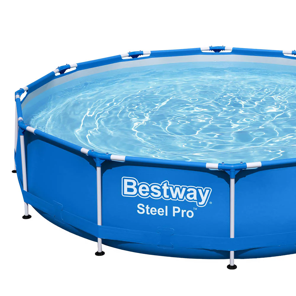 Bestway Swimming Pool 366x76cm Steel Frame Round Above Ground Pools 6473L with Filter Pump - Nurns