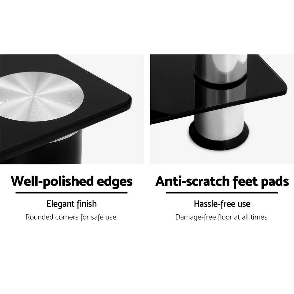 Keld 100cm TV Stand Entertainment Unit Media Cabinet Tempered Glass 3 Tiers - Black - Nurns