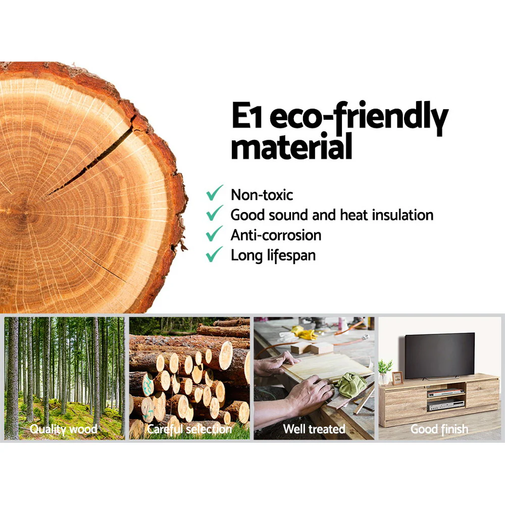 Halle 160cm TV Stand Entertainment Unit Lowline Storage Cabinet Wooden - Wooden - Nurns