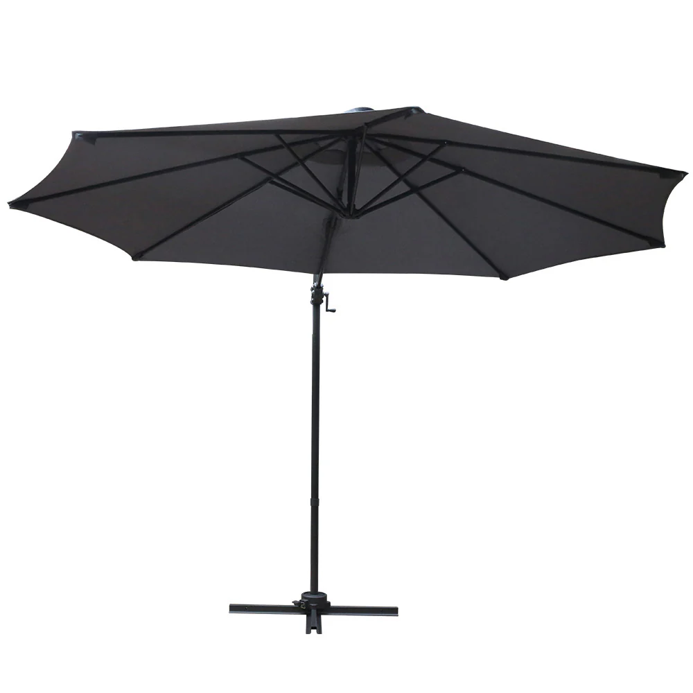 Instahut 3m Outdoor Umbrella Cantilever 360 Degree Tilt Beach Roma Charcoal - Nurns