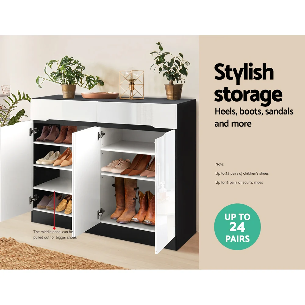 Artiss Shoe Rack Cabinet Storage 120cm w/ Drawer - White Lydia - Nurns