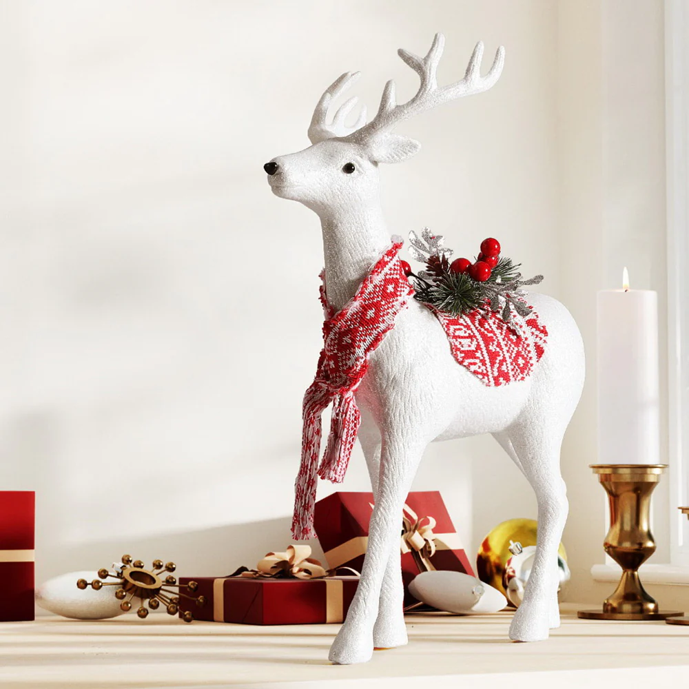Christmas Reindeer 45cm Glitter Deer Ornaments Party Decorations - Nurns