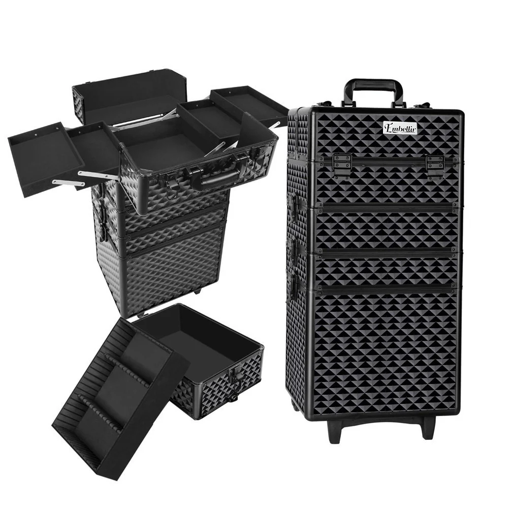 7 in 1 Portable Cosmetic Beauty Makeup Trolley - Diamond Black - Nurns