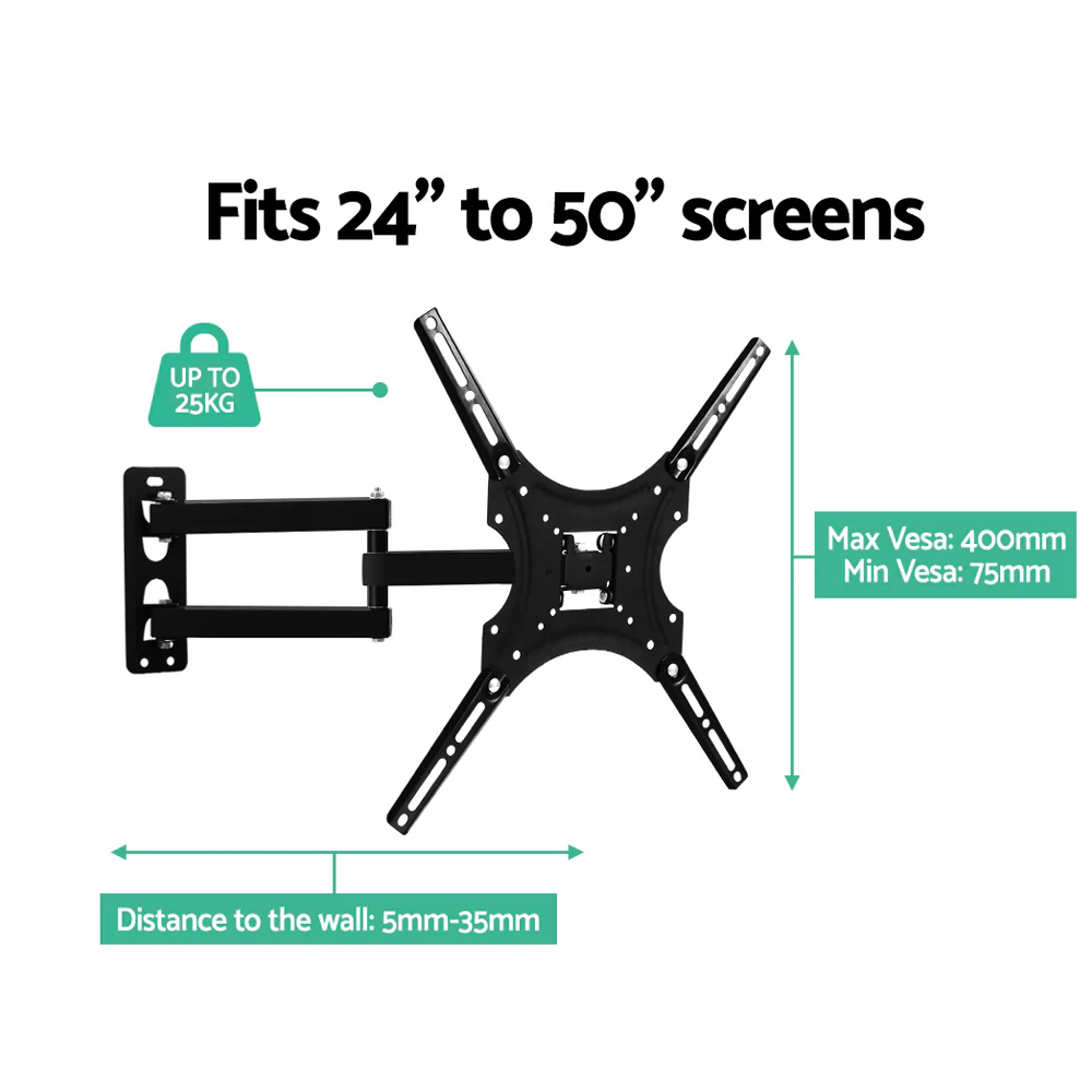TV Wall Mount Monitor Bracket Swivel Tilt 24 32 37 40 42 47 50 Inch LED LCD - Nurns