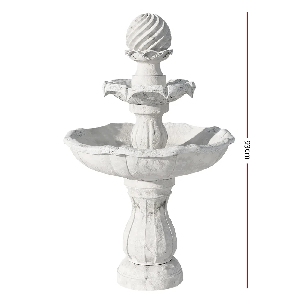 Solar Water Feature 3-Tier Fountain with Pump Kit Bird Bath 93cm - Ivory - Nurns