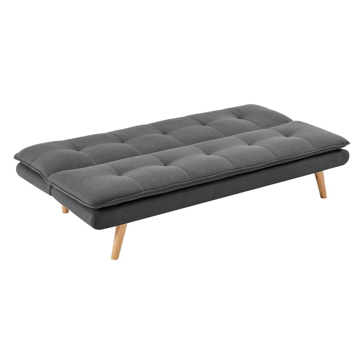 Matilda 3-Seater Linen Futon Sofa Bed Lounge - Dark Grey - Nurns