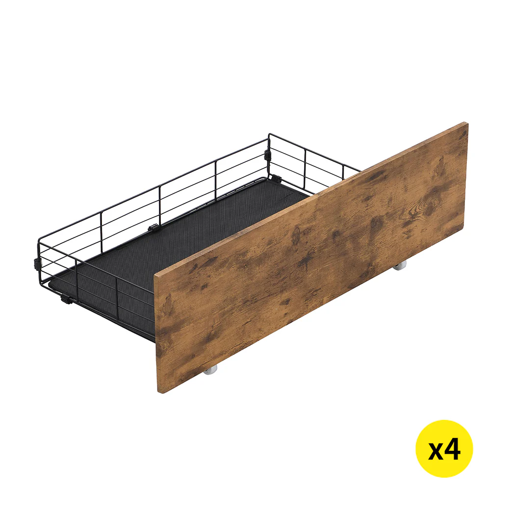 Darwin Set of 4 Bed Frame Storage Drawers - Brown Queen - Nurns