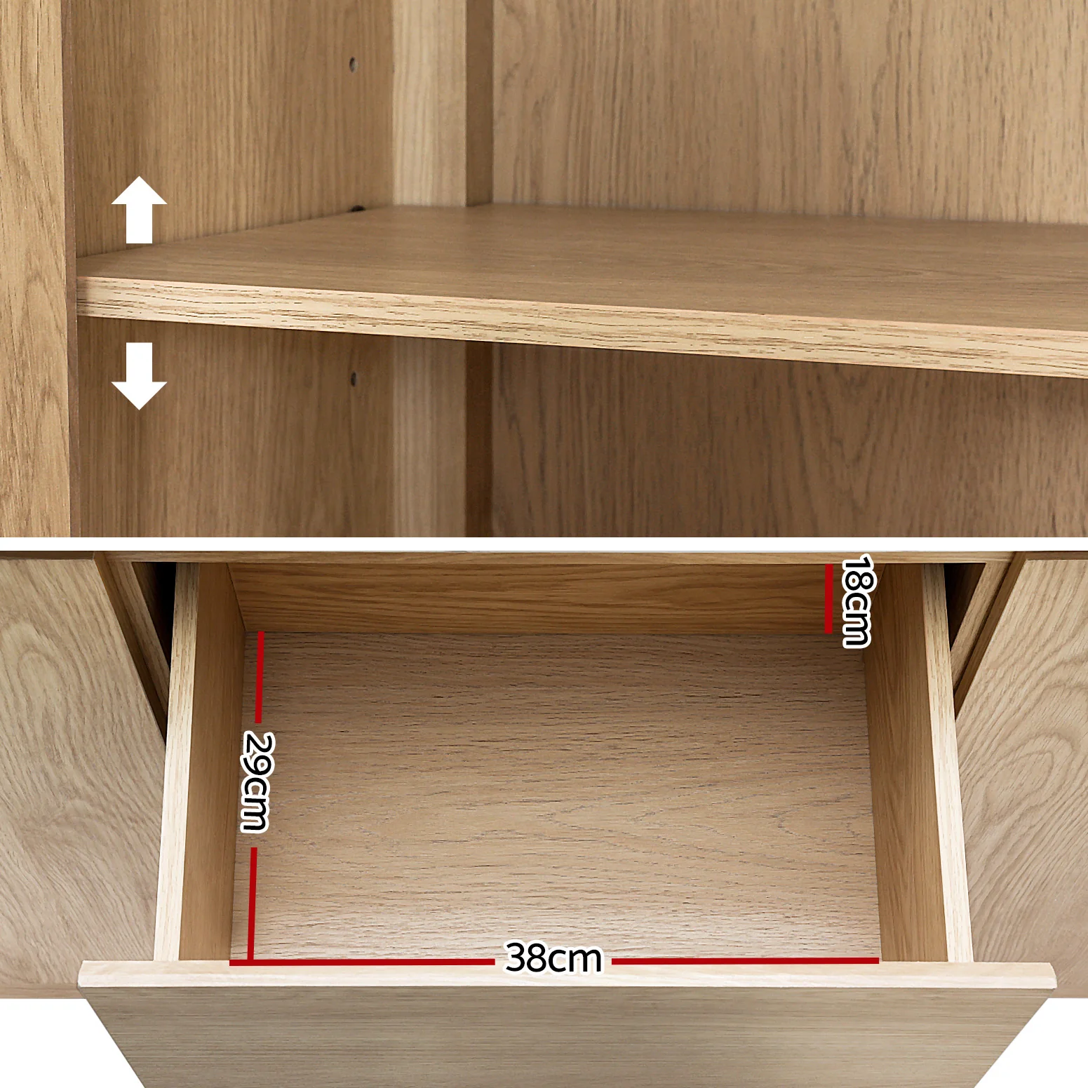 Todd Wooden Buffet Sideboard Marble Style Tabletop - Pine - Nurns
