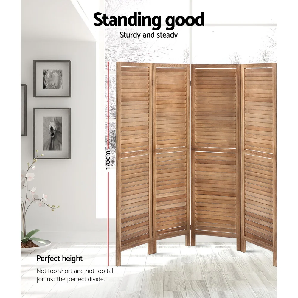 8 Panel Room Divider Screen 326x170cm - Oak - Nurns