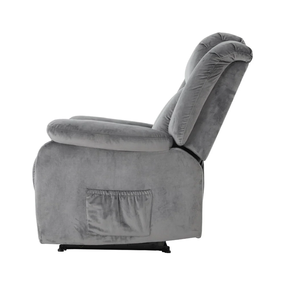 Horus Recliner Chair Electric Massage Chair Velvet Lounge Heated - Grey - Nurns