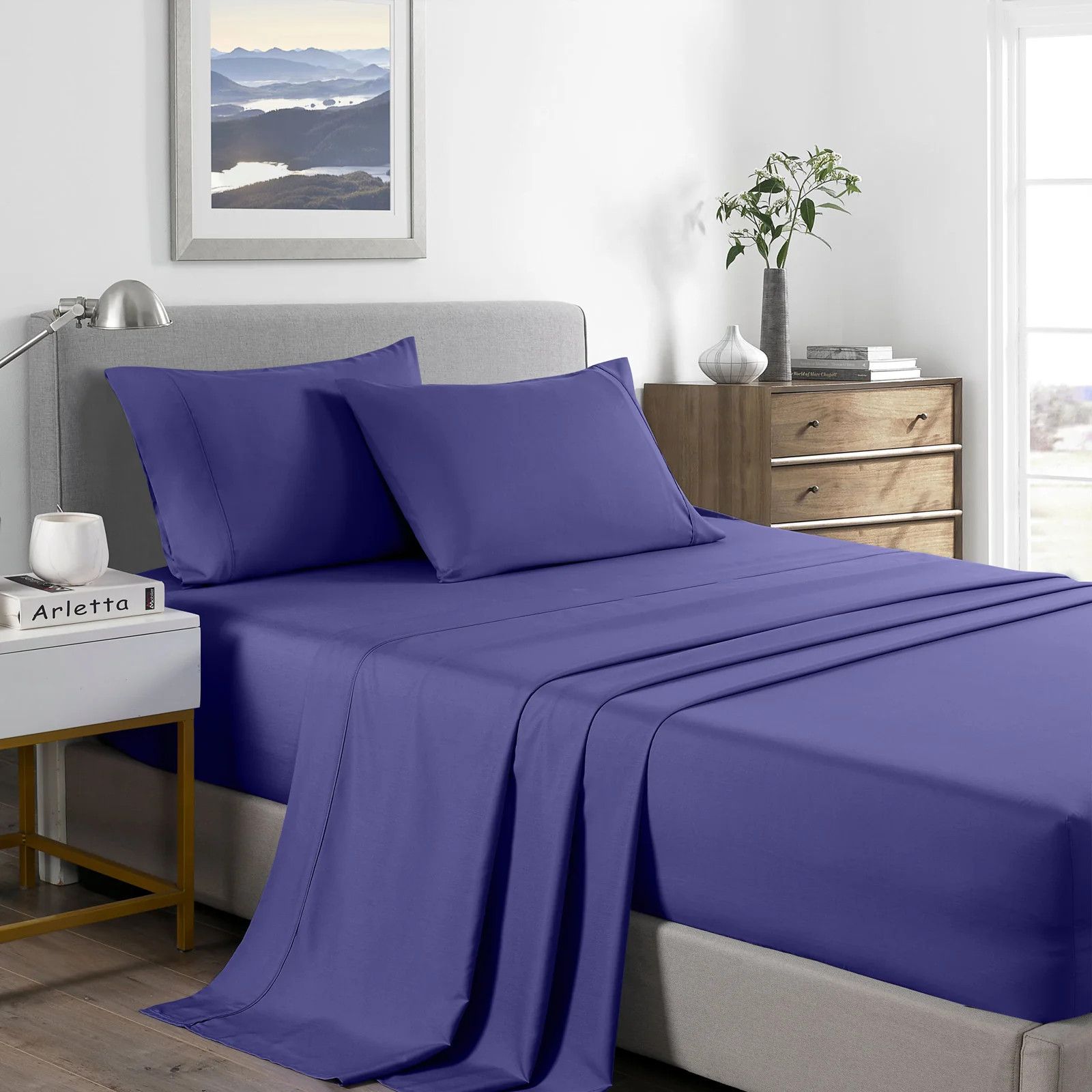Queen Royal Comfort Bamboo Cooling 2000TC Sheet Set - Royal Blue - Nurns