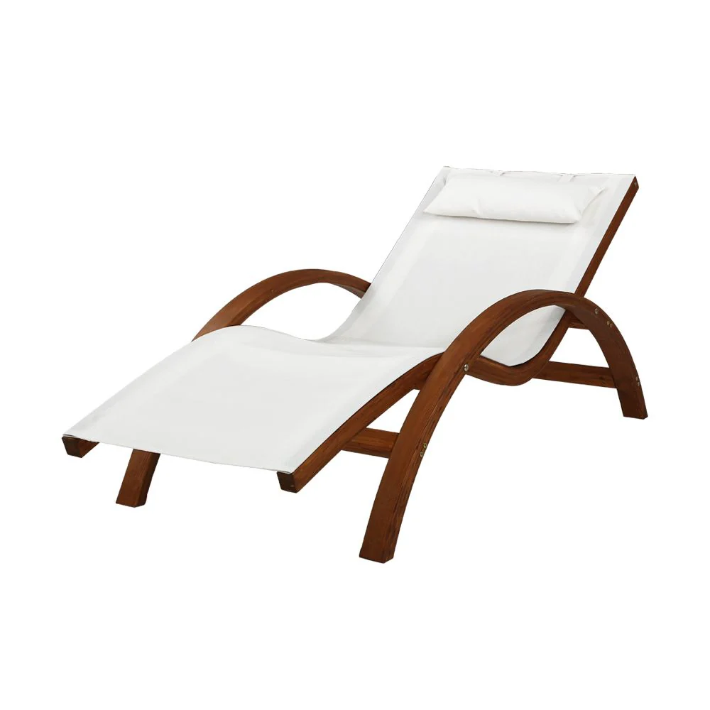 Declan Outdoor Wooden Sun Lounge Setting Day Bed Chair Garden Patio Furniture - Nurns