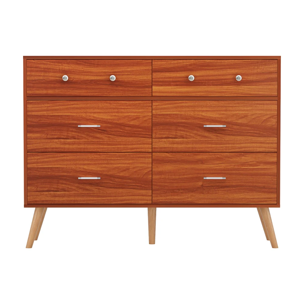 Artiss 6 Chest of Drawers Storage Cabinet Walnut - Nurns