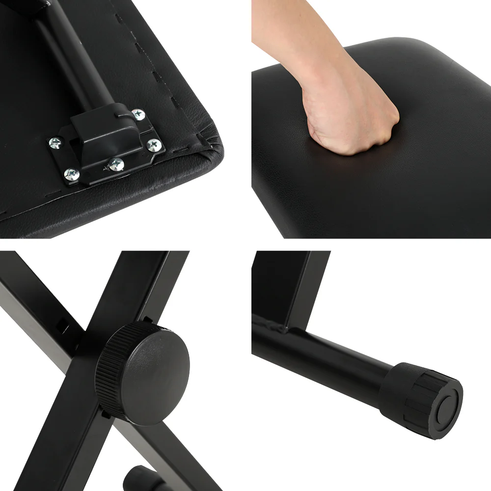 Alpha Piano Stool Adjustable Height Keyboard Seat Portable Bench Chair Black - Nurns