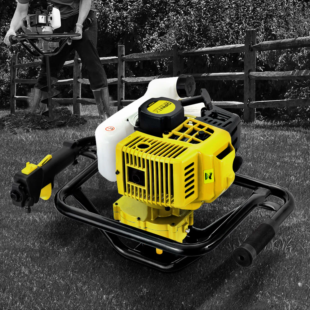 92CC Post Hole Digger Motor Only Petrol Engine Yellow - Nurns