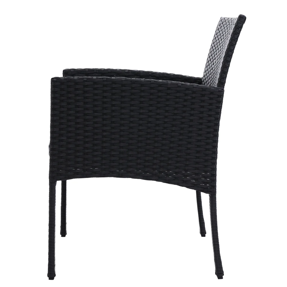 Kenneth Set of 2 Outdoor Dining Chairs Patio Furniture Rattan Lounge Chair XL - Black - Nurns