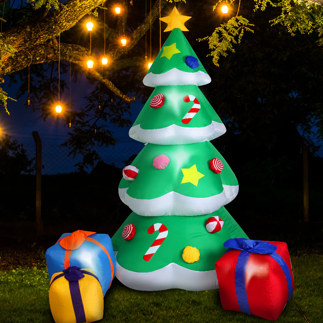 Tree & Gifts Christmas Inflatable Outdoor Xmas Decorations - 2.1M - Nurns