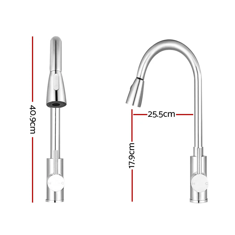 Kitchen Mixer Tap Pull Out 2 Mode Sink Faucet Basin Laundry Chrome - Nurns
