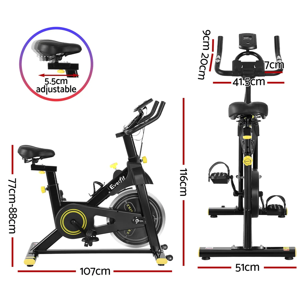 Everfit Spin Bike Exercise Bike Cardio Gym Bluetooth APP Connectable - Nurns