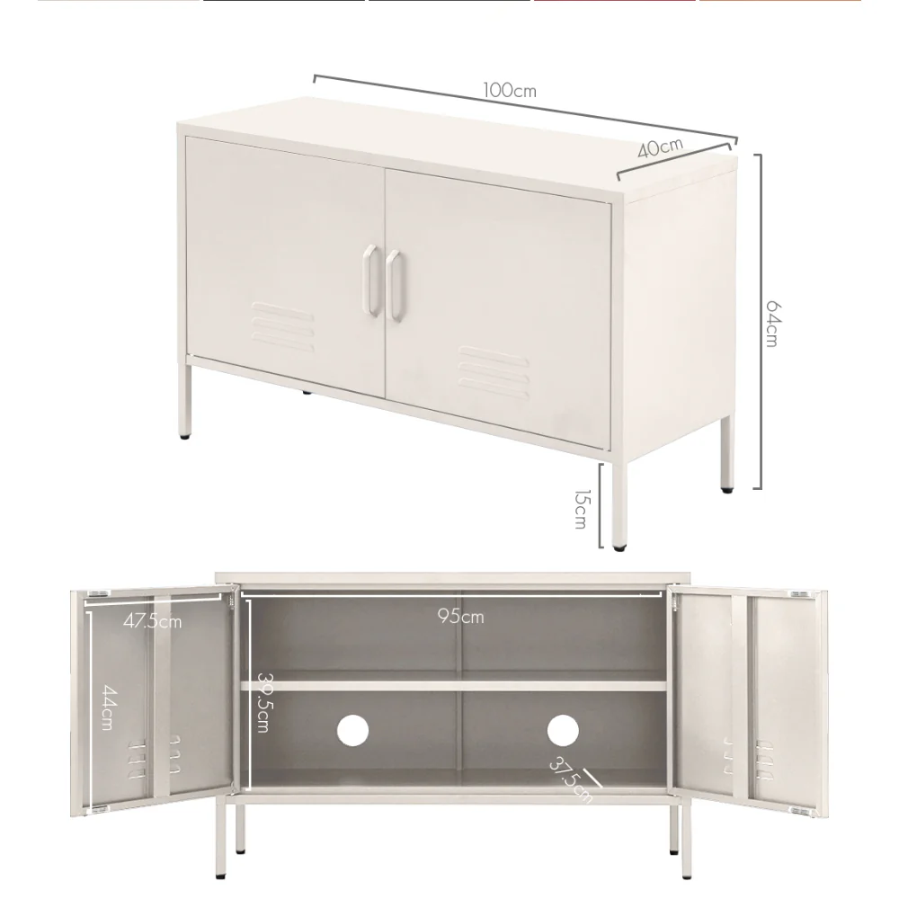 Magnus Buffet Sideboard Metal Cabinet - White - Nurns