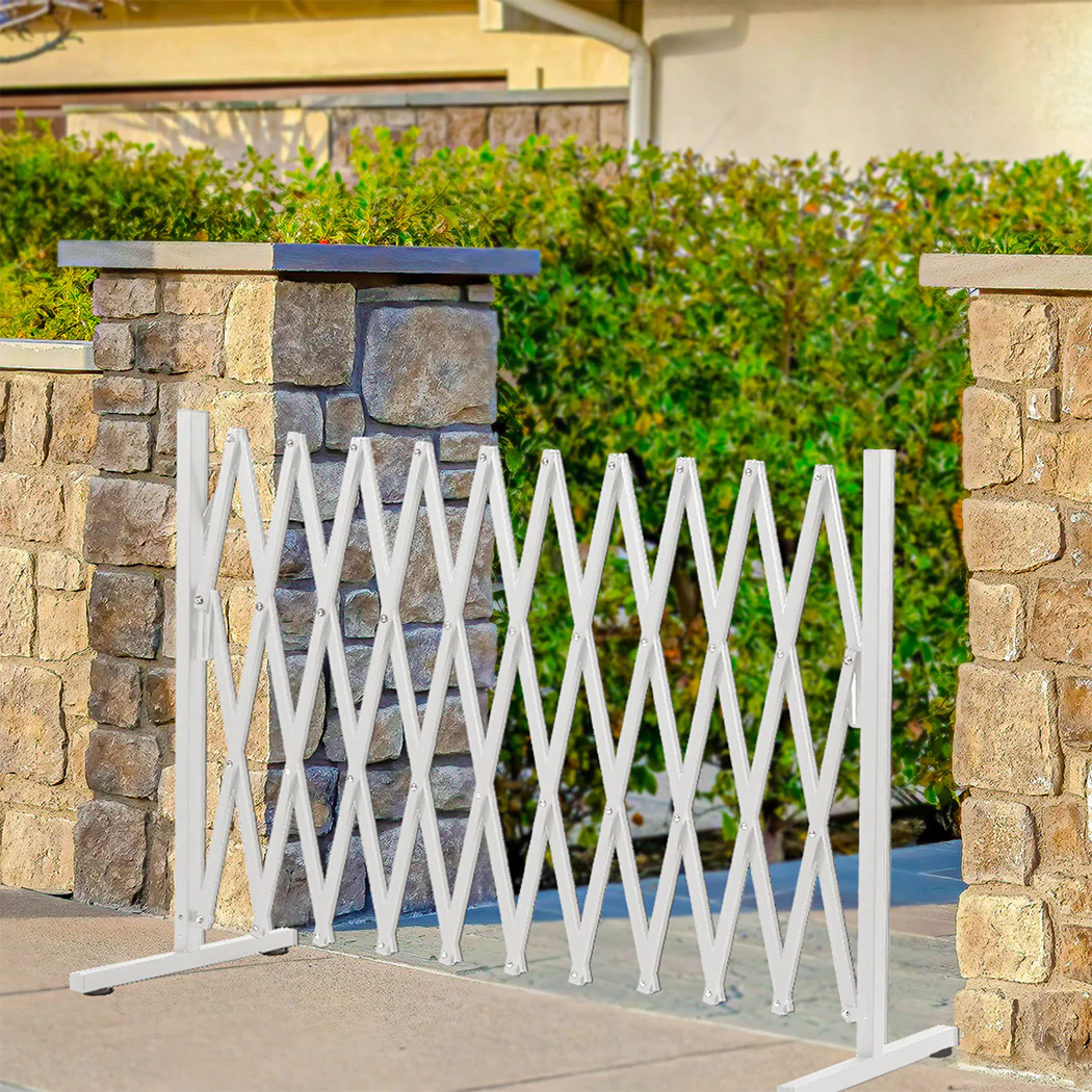 Garden Gate Security Pet Baby Fence Barrier Safety Aluminum Indoor Outdoor - White - Nurns