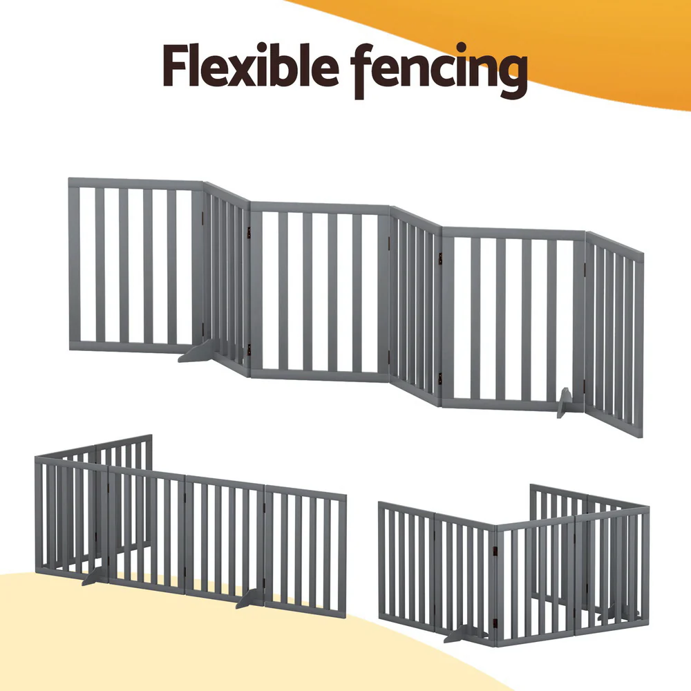 Dog Playpen Enclosure 6 Panel Pet Fence Wooden Play Pen - Nurns