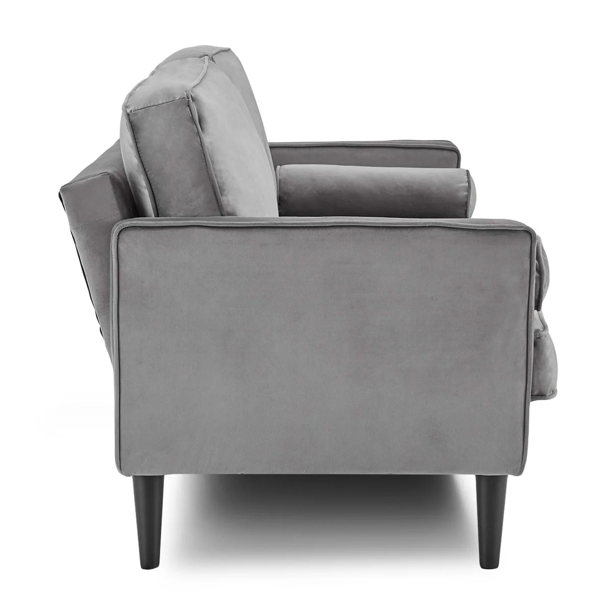 Melody 2-Seater Faux Velvet Suite Sofa Bed Lounge - Grey - Nurns