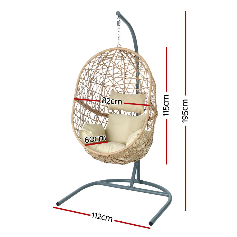 Yoshi Egg Swing Chair Wicker with Stand - Yellow - Nurns