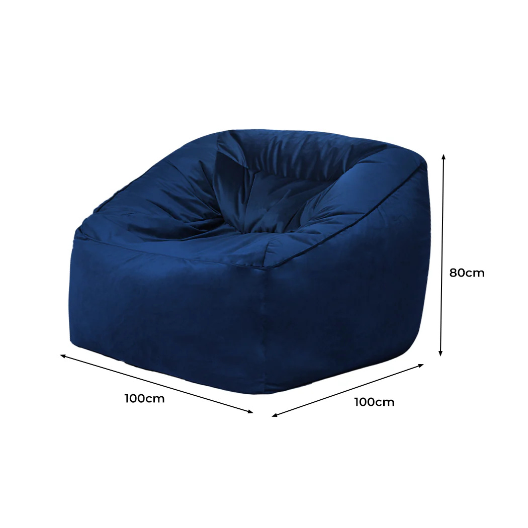 Bean Bag Chair Cover Soft Velevt Home Game Seat Lazy Sofa Cover Large - Blue - Nurns