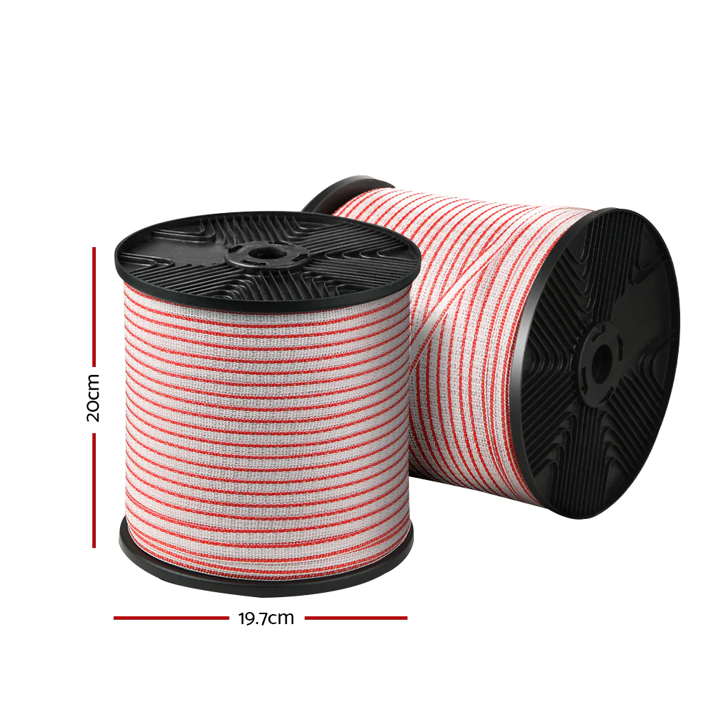 Electric Fence Wire 400M Tape Fencing Roll Energiser Poly Stainless Steel - Nurns